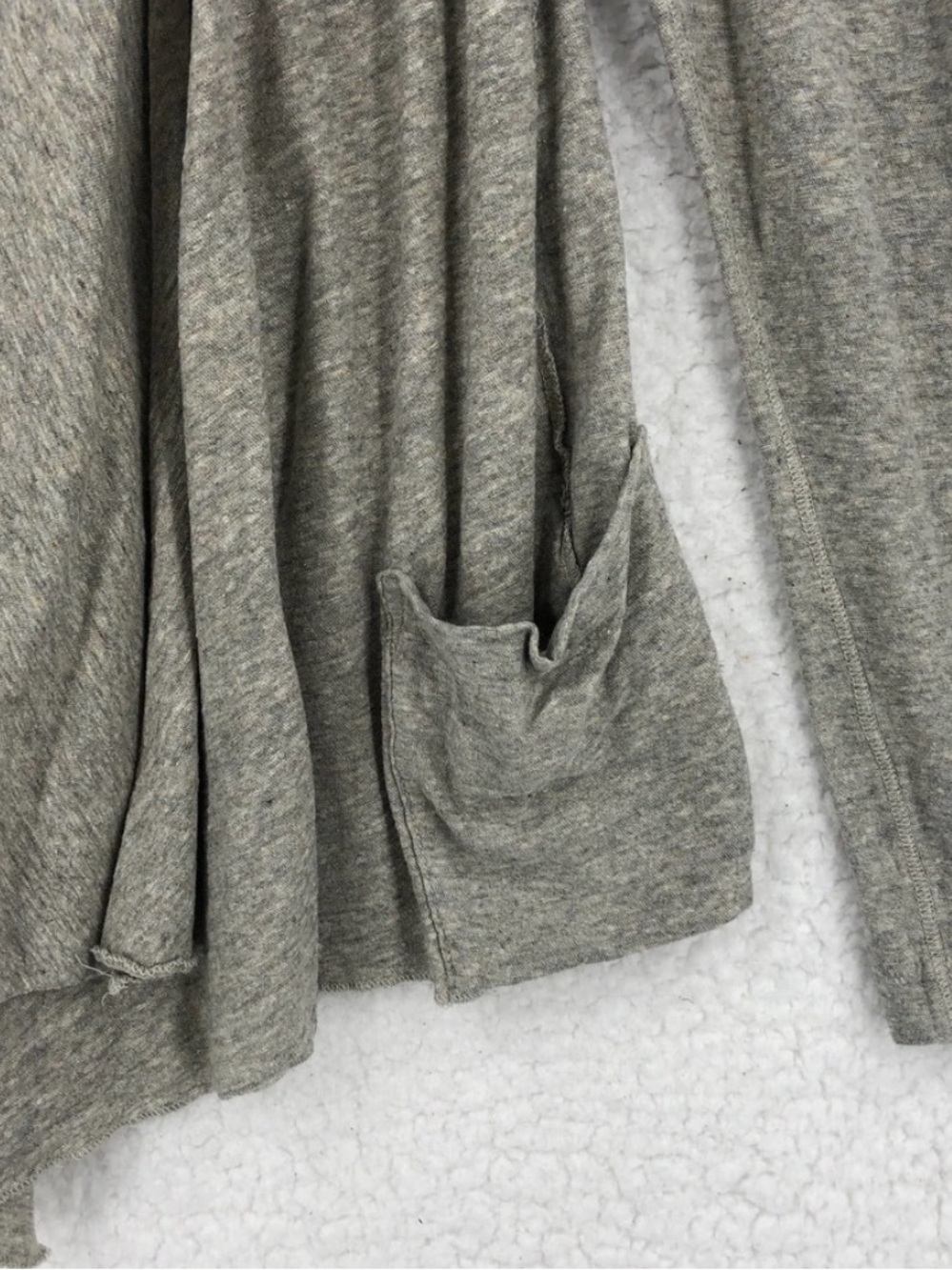 James Perse Cardigan Sweater Womens 3 Gray Heather Waterfall Pockets Knit Cotton - Picture 3 of 6